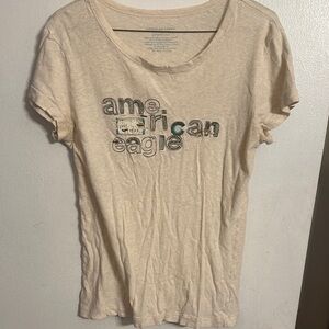 American Eagle Outfitters Beige Graphic Tee